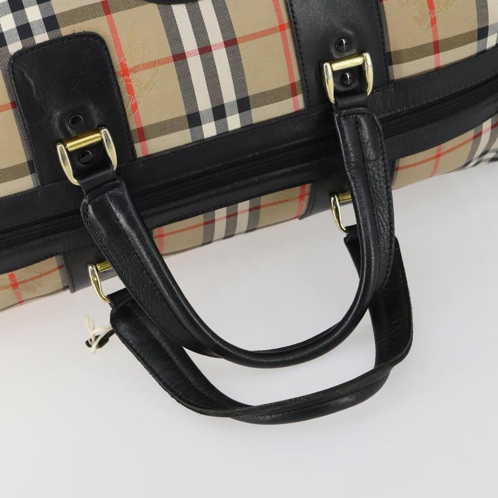 Burberrys Nova Check Boston Bag Canvas Beige Gold Auth 155390 - Picture 7 of 16